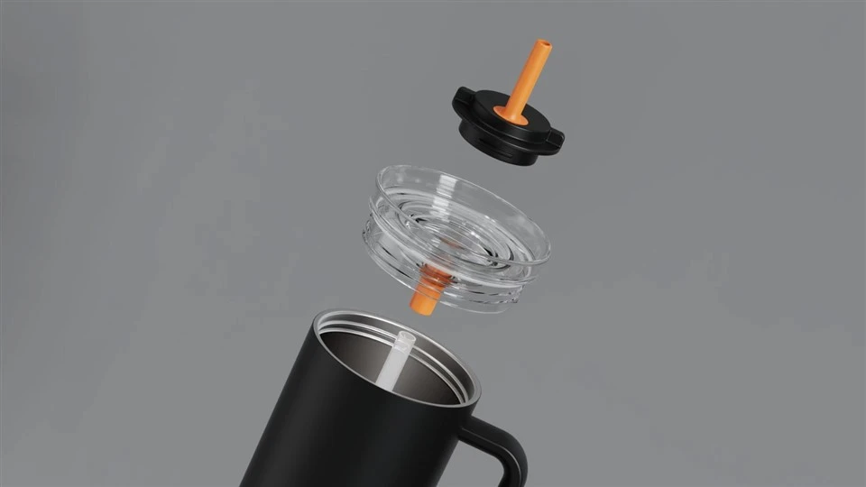STAINLESS STEEL VACUUM MUG WITH PROOF STRAW LID